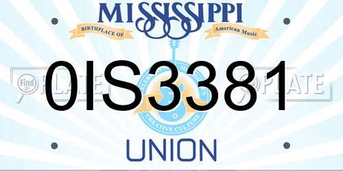 0IS3381 Mississippi License Plate