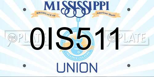 0IS511 Mississippi License Plate