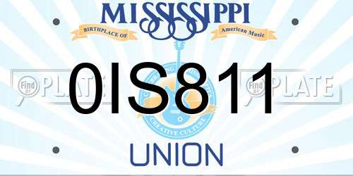 0IS811 Mississippi License Plate