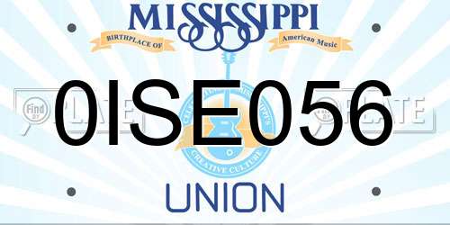 0ISE056 Mississippi License Plate