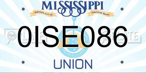 0ISE086 Mississippi License Plate