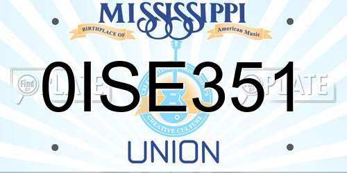 0ISE351 Mississippi License Plate