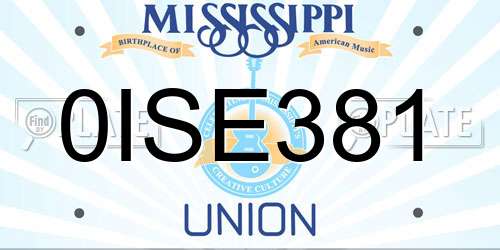 0ISE381 Mississippi License Plate