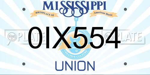 0IX554 Mississippi License Plate