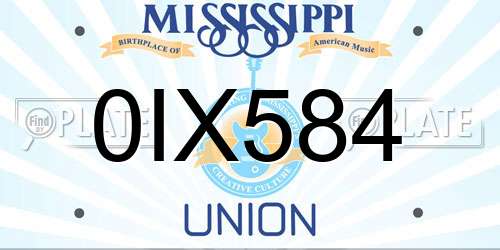 0IX584 Mississippi License Plate