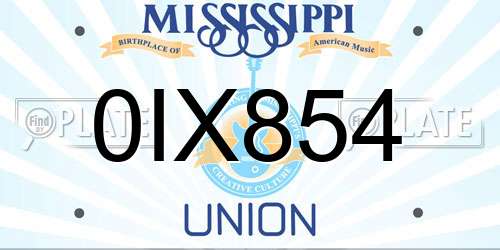 0IX854 Mississippi License Plate