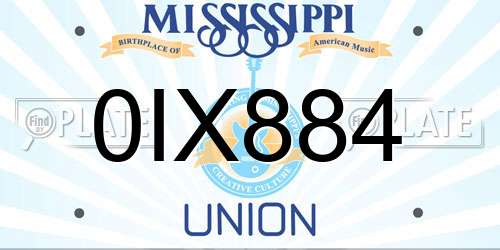 0IX884 Mississippi License Plate