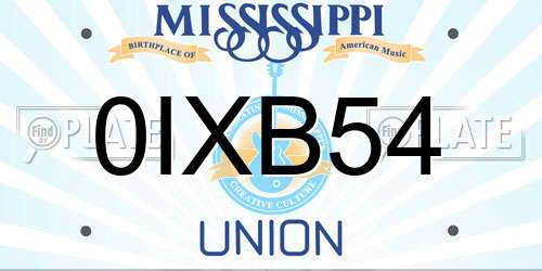 0IXB54 Mississippi License Plate