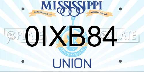 0IXB84 Mississippi License Plate