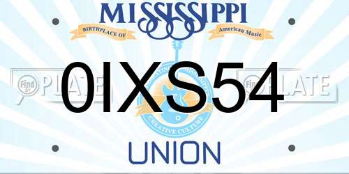 0IXS54 Mississippi License Plate