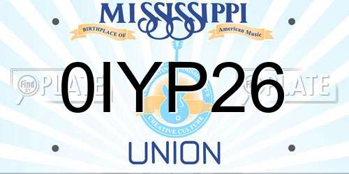 0IYP26 Mississippi License Plate