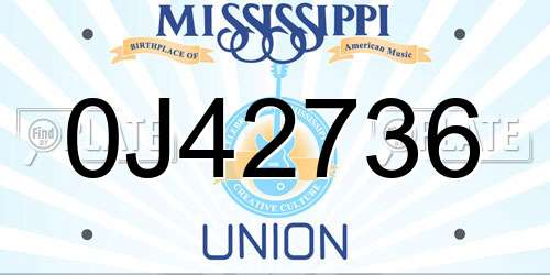 0J42736 Mississippi License Plate