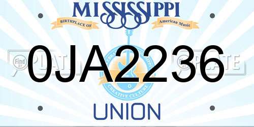 0JA2236 Mississippi License Plate