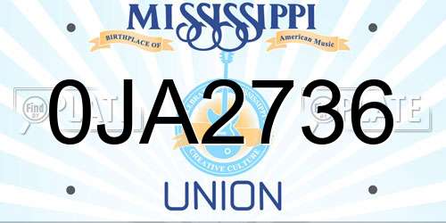 0JA2736 Mississippi License Plate