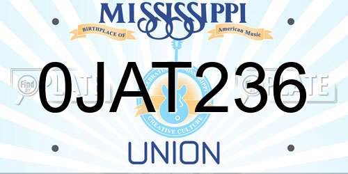 0JAT236 Mississippi License Plate