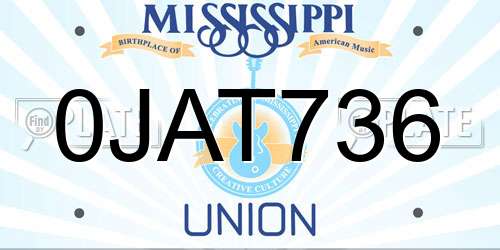 0JAT736 Mississippi License Plate