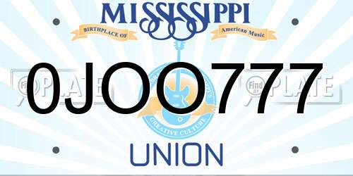 0JOO777 Mississippi License Plate