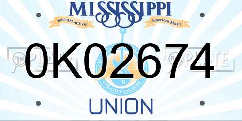0K02674 Mississippi License Plate