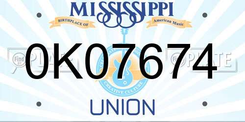 0K07674 Mississippi License Plate