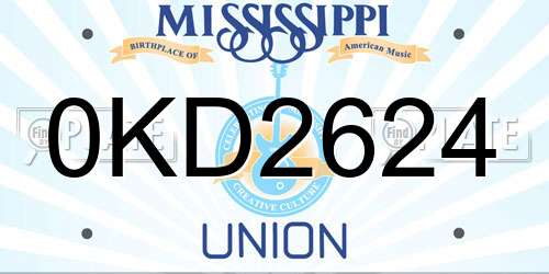 0KD2624 Mississippi License Plate