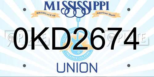 0KD2674 Mississippi License Plate