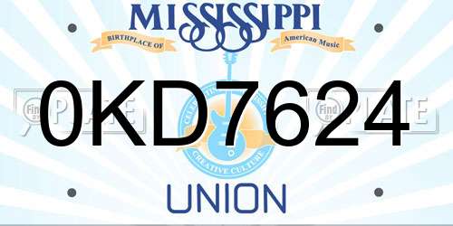 0KD7624 Mississippi License Plate