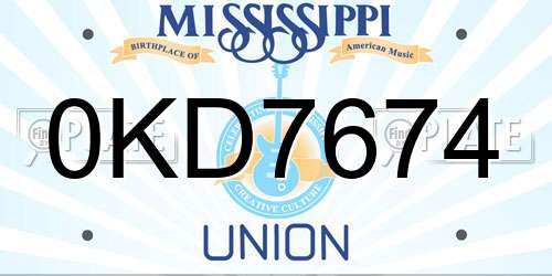 0KD7674 Mississippi License Plate
