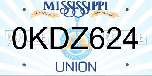 0KDZ624 Mississippi License Plate