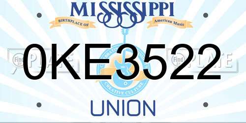 0KE3522 Mississippi License Plate