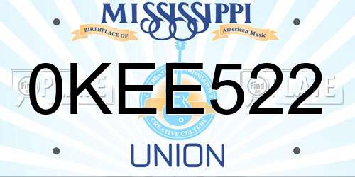 0KEE522 Mississippi License Plate
