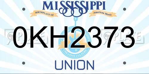 0KH2373 Mississippi License Plate