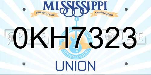 0KH7323 Mississippi License Plate