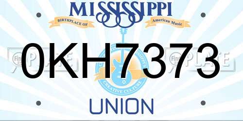0KH7373 Mississippi License Plate