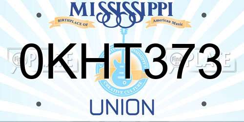 0KHT373 Mississippi License Plate
