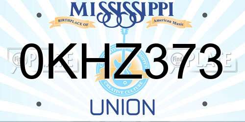 0KHZ373 Mississippi License Plate