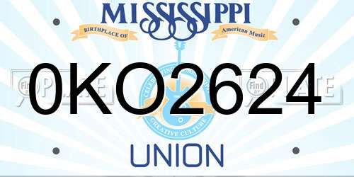 0KO2624 Mississippi License Plate