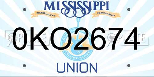 0KO2674 Mississippi License Plate