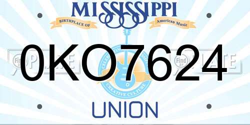 0KO7624 Mississippi License Plate