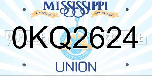 0KQ2624 Mississippi License Plate