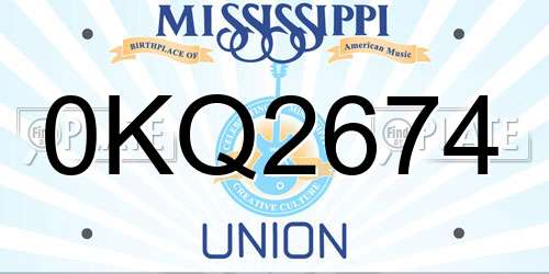0KQ2674 Mississippi License Plate