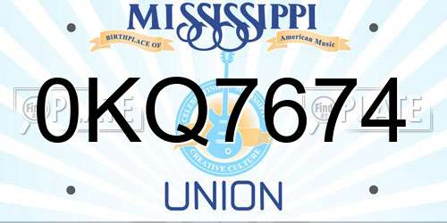 0KQ7674 Mississippi License Plate