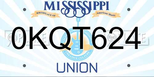 0KQT624 Mississippi License Plate