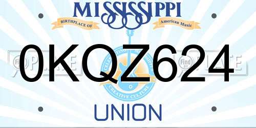 0KQZ624 Mississippi License Plate