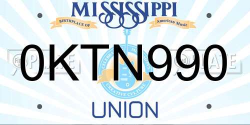 0KTN990 Mississippi License Plate