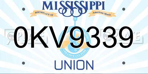 0KV9339 Mississippi License Plate