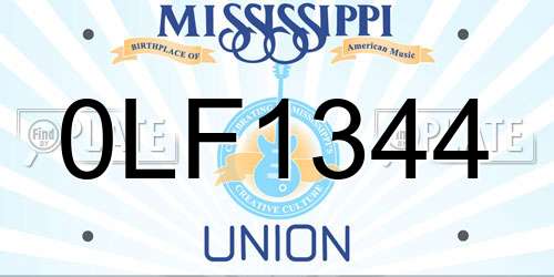 0LF1344 Mississippi License Plate