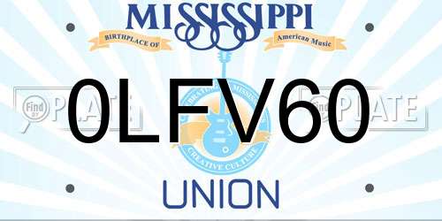0LFV60 Mississippi License Plate