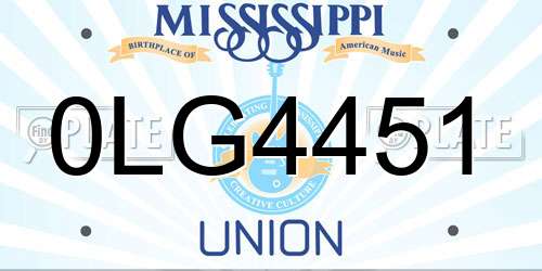 0LG4451 Mississippi License Plate