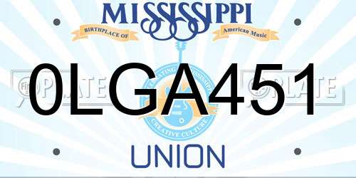 0LGA451 Mississippi License Plate