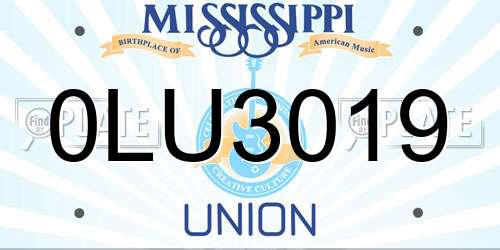 0LU3019 Mississippi License Plate